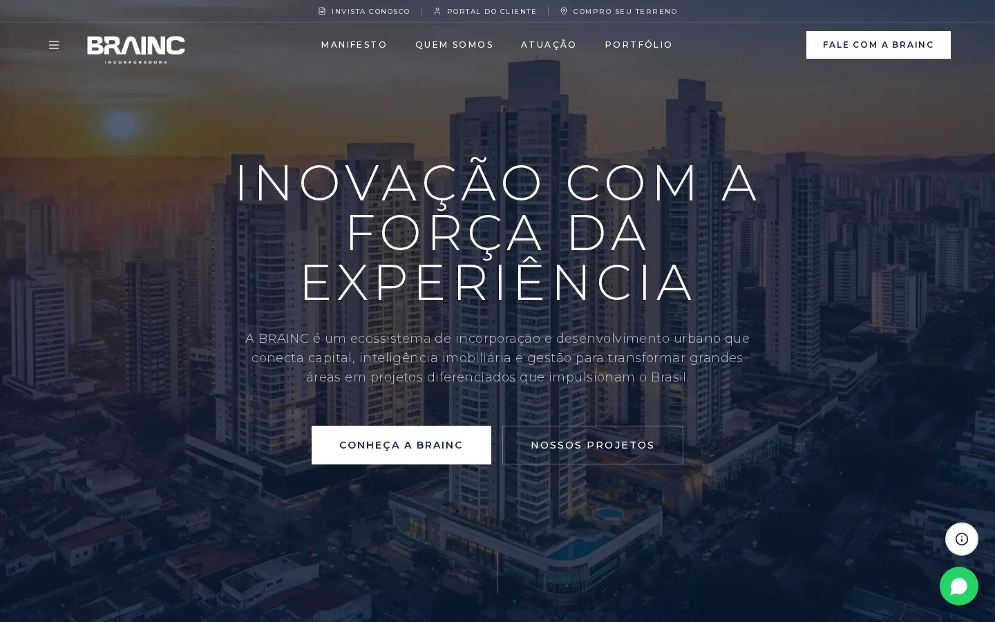 Home do site da Brainc Incorporadora