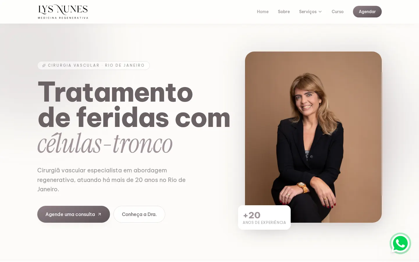 Home do site da Dra. Lys Nunes, no Rio de Janeiro
